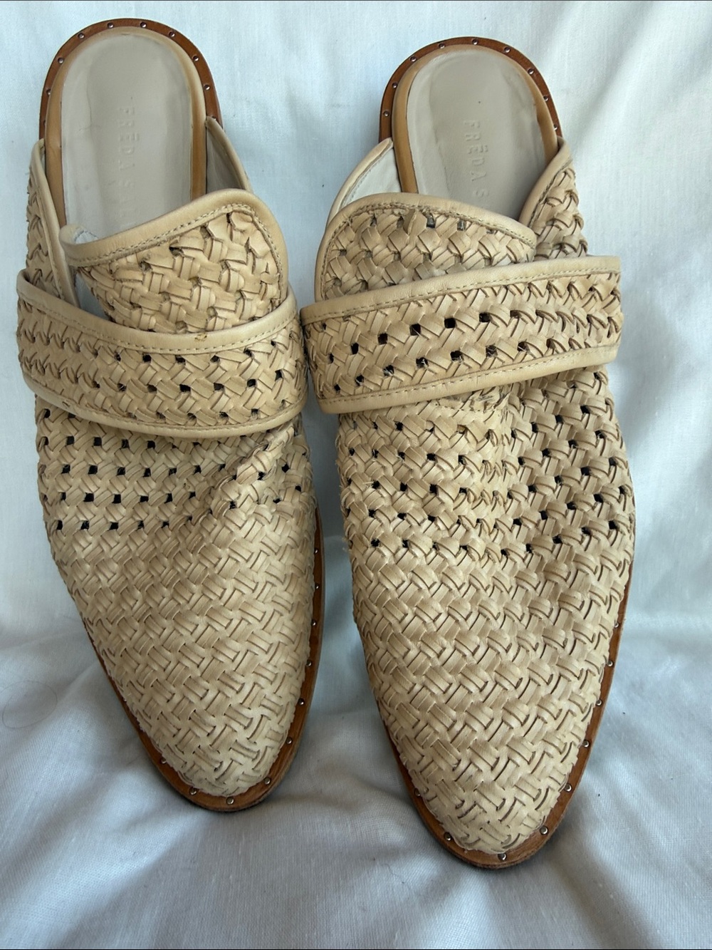 Freda Salvador Woven Slip-On Mules in Natural
